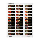 Étiquette Casino Gambler Noir, Or, Icônes rouges (Feuille entière)