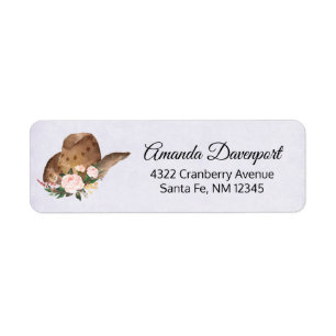 Étiquette Casquette Brown Cowgirl avec fleurs roses