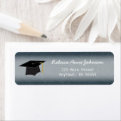 Étiquette Casquette de diplôme sur denim bleu (En situation)