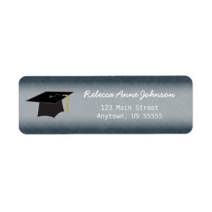 Étiquette Casquette de diplôme sur denim bleu