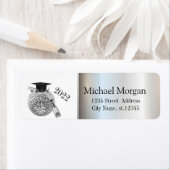 Étiquette Casquette de fin d'études en argent tendance, boul (En situation)