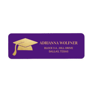 Étiquette Casquette de graduation moderne Faux Gold Foil vio