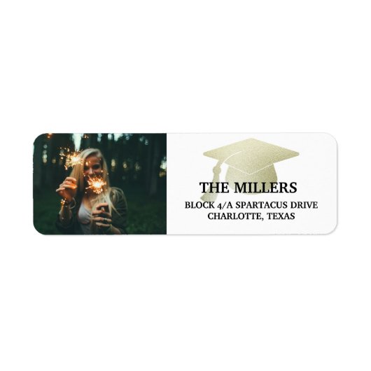 Étiquette Casquette de graduation moderne Silver Faux Foil P (Devant)