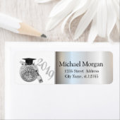 Étiquette Casquette de remise de diplôme argentée moderne, b (En situation)