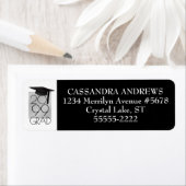 Étiquette Casquette GRAD moderne et année noir et blanc Grad (En situation)