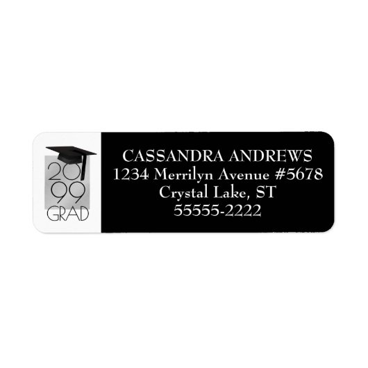Étiquette Casquette GRAD moderne et année noir et blanc Grad (Devant)