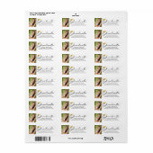 Étiquette Casquette moderne Script Graduate Photo Black Gold (Feuille entière)