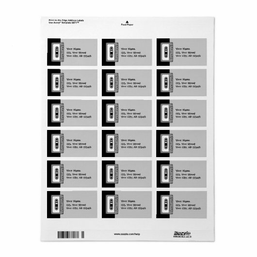 Étiquette Cassette audio Grey (Feuille entière)