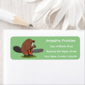 Étiquette Castor drôle avec humour de dessin animé de tronço (En situation)