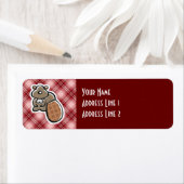 Étiquette Castor mignon ; Plaqué rouge (En situation)