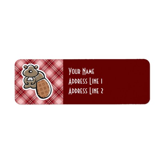 Étiquette Castor mignon ; Plaqué rouge (Devant)