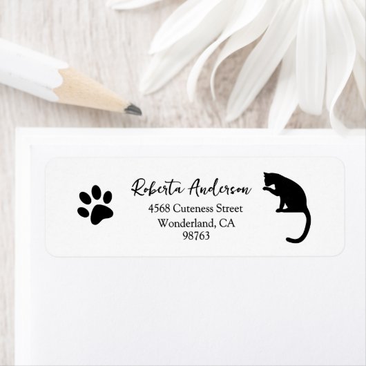 Étiquette Cat Paw Print Address Labels, Return Address (En situation)
