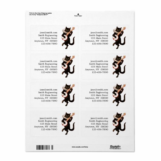 Étiquette Cat playing banjo (Feuille entière)