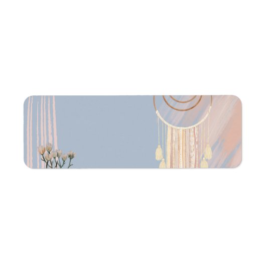 Étiquette Catcher de rêve Boho Peach Dusty Blue (Devant)
