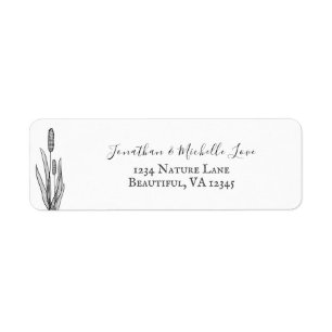Étiquette Cattails Black and White Address