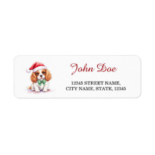 Étiquette Cavalier King Charles Spaniel Chapeau de Père Noël