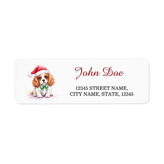 Étiquette Cavalier King Charles Spaniel Chapeau de Père Noël (Devant)