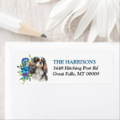 Étiquette Cavalier King Charles Spaniel Floral (En situation)