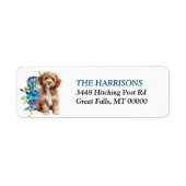 Étiquette Cavapoo Chien Blue Floral (Devant)