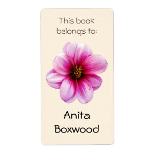 Étiquette Ce livre appartient à la fleur rose nommée faite