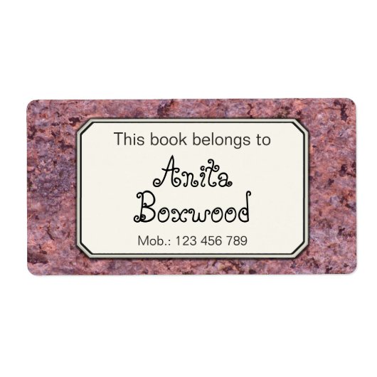 Étiquette Ce Livre Appartient À La Texture Rock De Nom Perso (Devant)
