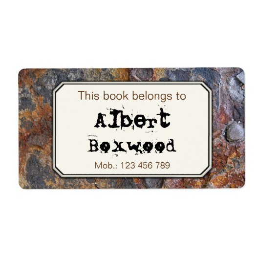 Étiquette Ce Livre Appartient À La Texture Rock De Nom Perso (Devant)