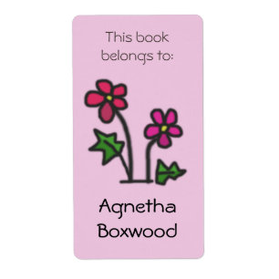 Étiquette Ce Livre Appartient À Nom Personnalisé Fleurs Roug