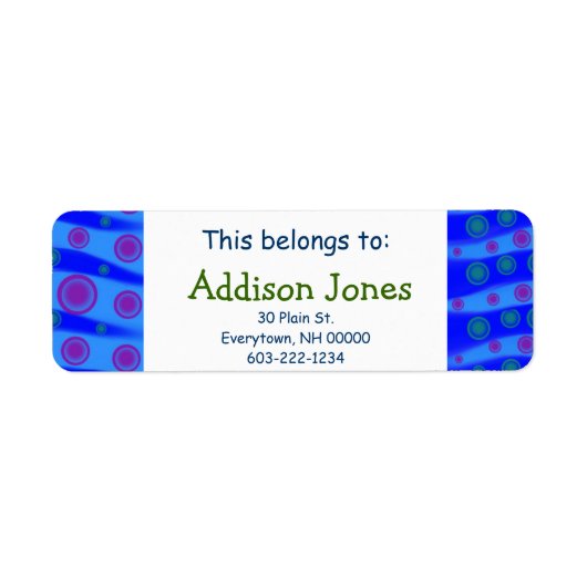 Étiquette Ceci appartient à : Enfants Personnalisé Nom Blue (Devant)