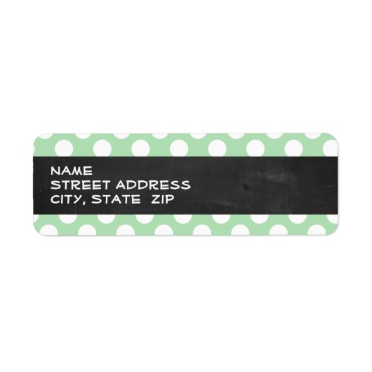 Étiquette Celadon Green Pois ; Chalkboard look (Devant)