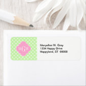 Étiquette Célery Polka Dot Pink Quatrefoil 3 Monogramme (En situation)