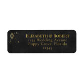 Étiquette Céleste Gothique Noir et Or Adresse de Retour (Devant)