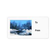 Central Park Bridge à Twilight dans la neige