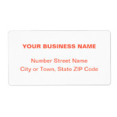 Étiquette Centre aligné Orange Texte clair Livraison d'affai (Devant)