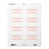 Étiquette Centre aligné Orange Texte clair Livraison d'affai (Feuille entière)