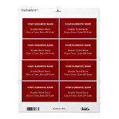 Étiquette Centre Aligné Texte brut Entreprise Livraison roug (Feuille entière)