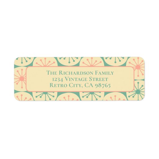 Étiquette Centre du siècle moderne Retro les années 50 Turqu (Devant)