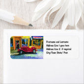 Étiquette Centre-ville d'Oldie ! Voiture classique rouge ant (En situation)