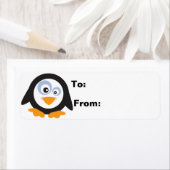 Étiquette Cercle de Noël des pingouins Lâtes cadeaux (En situation)