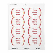 Étiquette Cercle rouge orange (Feuille entière)