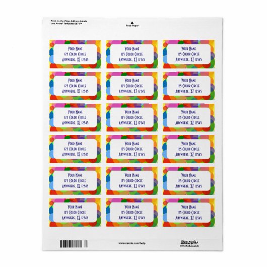 Étiquette Cercles et points multicolores (Feuille entière)