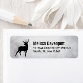 Étiquette Cerf avec Antlers Noir Silhouette Rustique (En situation)