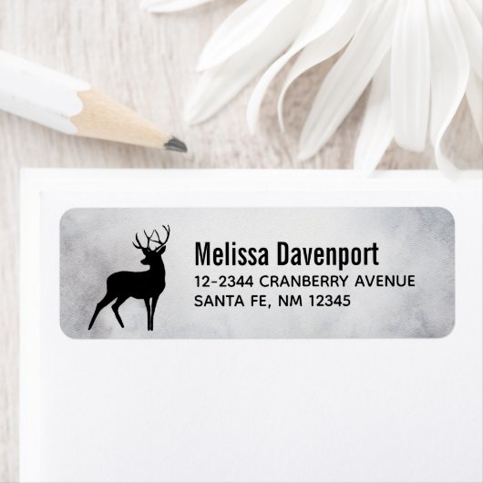 Étiquette Cerf avec Antlers Noir Silhouette Rustique (En situation)