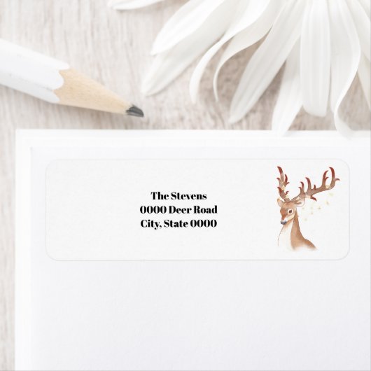 Étiquette Cerf de Noël adresse (En situation)