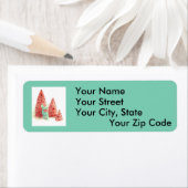 Étiquette Cerf de Noël rétro sur Aqua (En situation)