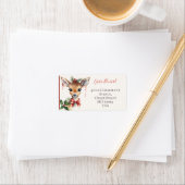 Étiquette Cerf mignon fantaisiste boho Noël personnalisé (En situation)