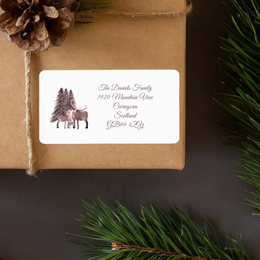 Étiquette Cerf rouge de Noël