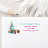 Étiquette Cerise de Noël & Aqua Imaginaire Nom de l'arbre (En situation)