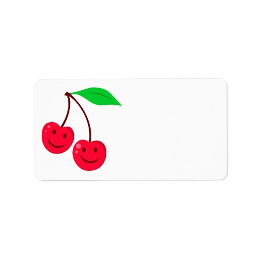 Étiquette cerises de visage heureuses (Devant)