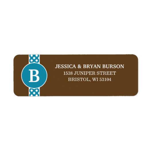 Étiquette Cerulean Dainty Dots Personnalisé Famille Monogram (Devant)