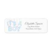 Étiquette C'est un garçon | Adresse de retour bleue (Devant)